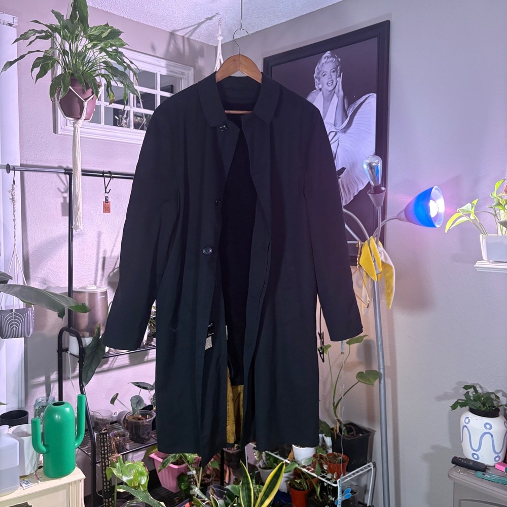Towncraft for Penneys Black Trench Coat Mens (Vintage) Zip Liner Raincoat